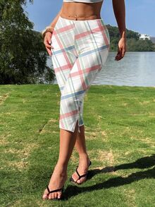 CovetEZ 女款夏季針織彈性七分/十分長度內搭褲，適合搭配穿搭、街頭風、機場造型、返校季 - 彩色 - 查看 6