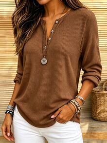 Velvienne Plus Size Women's Knitted Casual Fall Hoodie - Brown - View 3