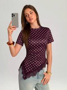 Women T-Shirts - Burgundy 2 - View 3
