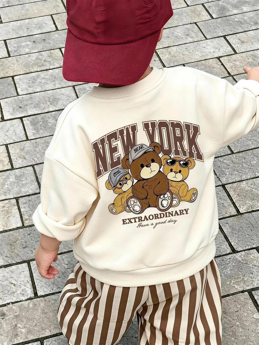 Baby Girls Round Neck Casual Comfortable Set, Simple Style Suitable For All Seasons Autumn Winter - Multicolor - View 1