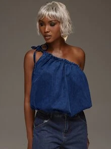 Normani Women's Casual Versatile Denim Top For Daily Wear - Dark Wash - View 5