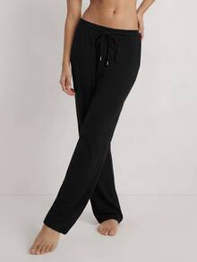 Ocili Studio Solid Color Cuffed Bottom Women's Loungewear Pants - Black - View 4
