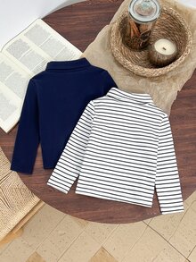 LMoss Kids 2件組男嬰騎士刺繡高領長袖上衣 - 彩色 - 查看 3