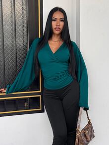 Slaydiva 初秋新款 深青綠色休閒優雅晚宴穿搭 - 墨綠色 - 查看 7