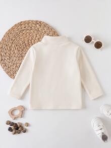 SHEIN Baby Girl Cute Versatile Knitted Thermal Lined Top, Autumn/Winter - White - View 2