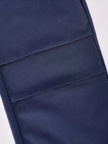 SHEIN 青少年女孩條紋不對稱3件式上衣與寬腿工裝褲休閒時尚套裝 - 藏蓝色 - 查看 7