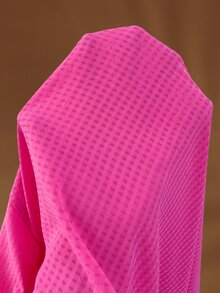 BrightlyHer Plus Size Women's Solid Color Long Sleeve Single-Breasted Casual Shirt - Hot Pink - View 7