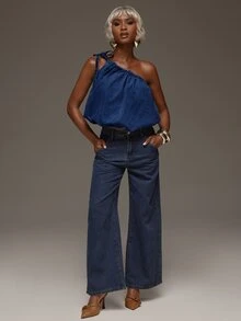 Normani Women's Casual Versatile Denim Top For Daily Wear - Dark Wash - View 4