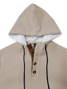 Manfinity Homme Men's Colorblock Casual Daily Wear Hooded Sweatshirt - Khaki - View 4