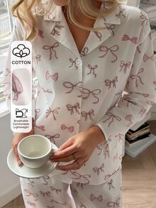 DAZY Women's All-Over Print Long Sleeve Top And Pants Casual Daily Home Sleepwear Set - Pink - View 5