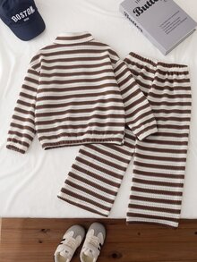 SHEIN 2件組少女針織衛衣 單面刷毛半拉鍊上衣 休閒經典百搭淺灰色 2件套 - 彩色 - 查看 2