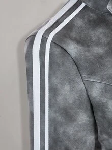 Amplova Autumn/Winter Fur Collar Patchwork PU Women's Jacket - Grey - View 4