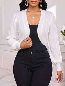 SHEIN Lady Vacation Women's Knit Hollow-Out Sweater Top - White - View 3