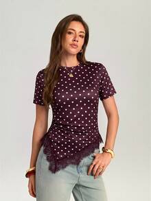 Women T-Shirts - Burgundy 2 - View 5