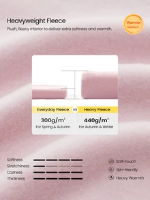 GLOWMODE 厚磅抓絨寬鬆版型可調抽繩腰寬腿休閒運動褲，附側口袋，保暖發熱，情人節款 - 粉色 - 查看 3