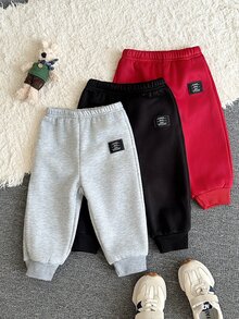 Cozy Pixies 舒適 3 件組男嬰褲子，黑色長褲、紅色長褲 - 彩色 - 查看 6
