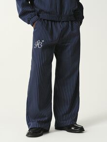 STYNVO Men's Letter Stripe Long Sleeve Zip-Up Jacket And Stripe Pants Casual Set - Blue - View 5