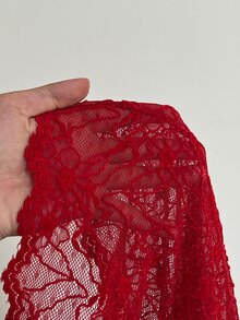 Maweii Plus Size Women's Elegant Vintage New Chinese Style Red Lace Sexy Long Sleeve Blouse - Red - View 8