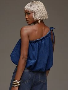 Normani Women's Casual Versatile Denim Top For Daily Wear - Dark Wash - View 2