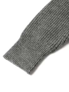 Linhara CURVE Plus Size Women's Raglan Long Sleeve Loose V-Neck Thick Grey Sweater Scarf Fall Office Working Elegant Casual - Grey - View 3