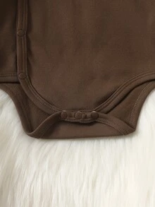 SHEIN 3件組新生兒和服連身衣 可愛白色棕熊印花 側開扣長袖V領 常規款 生日秋冬白色上衣 節日圖案 - 彩色 - 查看 8