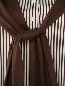 Sweetra CURVE Plus Size Women's Striped Shawl Decor Top And Skirt Fashion Set - Multicolor - View 4