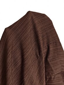 Feyla Plus Size Women's Solid Color Sweetheart Neckline Eyelet Lace-Up Design Fashion Shirt - Coffee Brown - View 8