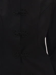 MUSEYN Black Woven Japanese Knot Fasten Fitted Blazer Timeless Date Night Tailored Office New Season Fall - Black - View 5