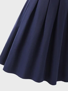 SHEIN 青少年女孩編織純色修身休閒百褶裙 - 彩色 - 查看 3