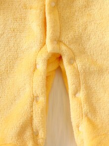 SHEIN 1件新生女嬰連腳連身衣 可愛黃色毛絨長袖連帽加厚鴨子刺繡連身褲 生日冬季聖誕節禮物 - 黃色 - 查看 7