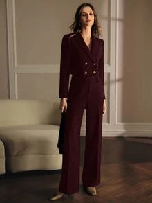 MOTF PREMIUM LACE PATCHWORK SUIT PANTS AUTUMN/WINTER - Redwood - View 4
