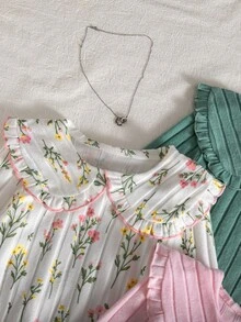 Young Girls T-Shirt, 3pcs/Set, Casual Fit, Daily Wear, Fashionable & Versatile, Crew Neck, Printed, Cute, Comfortable, Pattern, Autumn, Loose - Multicolor - View 3
