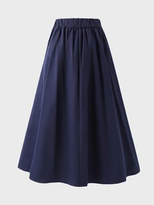 SHEIN 青少年女孩編織純色修身休閒百褶裙 - 彩色 - 查看 2
