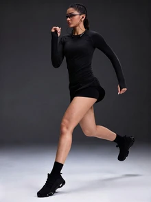 Powerista Women's Solid Color Slim Fit Versatile Daily Casual Sports T-Shirt - Black - View 7