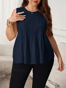 SHEIN LUNE Plus Size Tank Tops & Camis - Navy Blue - View 4