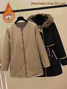 Comfylo Plus Size Women's Long Sleeve Zip-Up Hooded Jacket With Drawstring Waist - Black - View 9