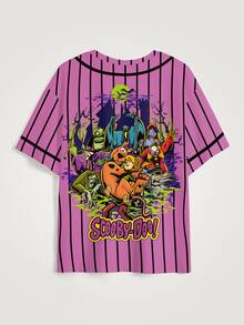 SCOOBY-DOO X SHEIN Men's Cartoon Print Crew Neck Short Sleeve Casual Versatile T-Shirt - White - View 4