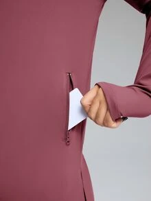 Innovista Innovista 女款 UPF 40+ 字母印花半拉鍊長袖寬鬆運動 T 恤 健身上衣 運動服 瑜伽 皮拉提斯 網球 健身運動上衣 - 西瓜粉 - 查看 6
