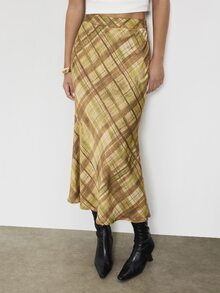 Maija Women's Street Style Winter Plaid Skirt For Date - Green - View 4