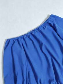 Bytebia Bytebia Women's Solid-Color Off-Shoulder Casual Tropical-Style Long-Sleeve Top – Perfect For Beach Vacations - Blue - View 3