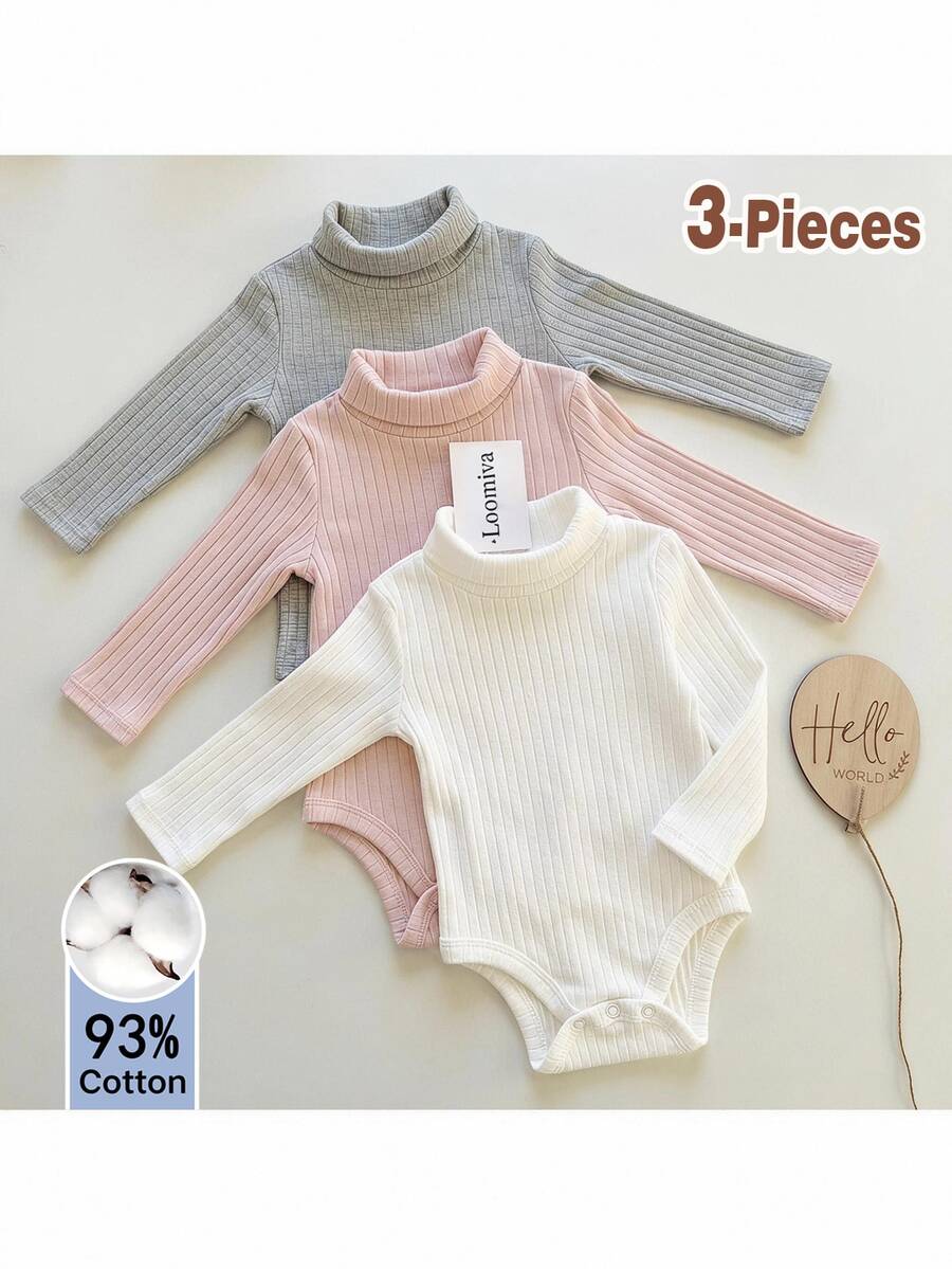 Loomiva 3PCS Baby Girls Autumn Bodysuits - Multicolor - View 1