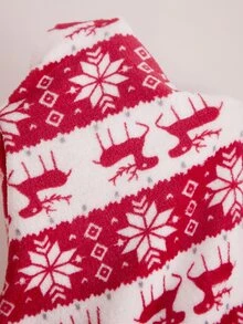 Doze Lane European & American Style Thick Plush Christmas Reindeer Print Plus Size Pajama Set For Women - Red - View 6