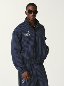 STYNVO Men's Letter Stripe Long Sleeve Zip-Up Jacket And Stripe Pants Casual Set - Blue - View 3