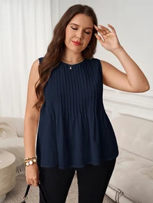 SHEIN LUNE Plus Size Tank Tops & Camis - Navy Blue - View 6