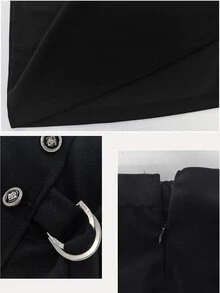 Velvienne Plus Size Elegant Versatile Button Business Slit Skirt - Black - View 7