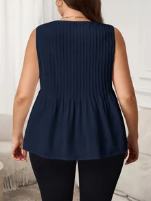 SHEIN LUNE Plus Size Tank Tops & Camis - Navy Blue - View 2