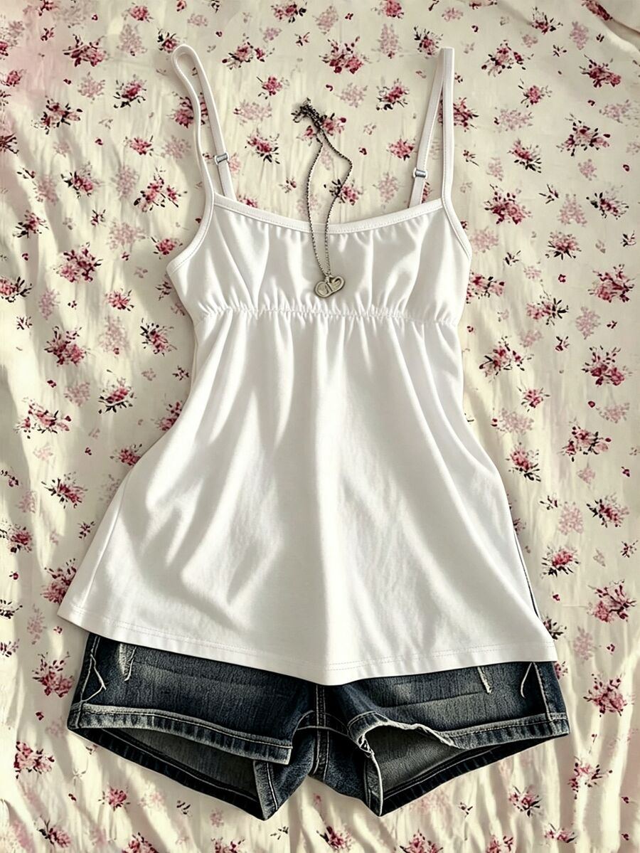 IslaSuriya Summer Casual Retro Y2K Striped Women's Camisole Tank Top - White - View 1