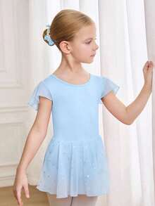 SHEIN 2PCS Young Girls Activewear Princess Ballet 7th Birthday Baby Blue Summer - Blue - View 5