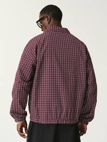 STYNVO Jaket Kasual Pria Lengan Panjang Motif Kotak-kotak dengan Resleting Depan dan Saku - MultiWarna - View 3