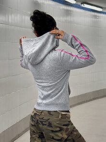 StreetHx 美式復古修身拉鍊連帽運動外套 女款 - 淺灰色 - 查看 2
